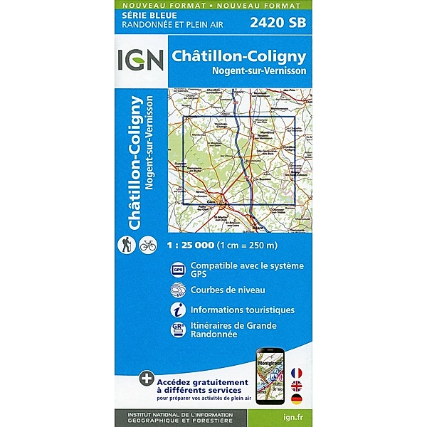 IGN topographische Karte 1:25T Série Bleue / 2420SB / 2420SB Châtillon-Coligny-Nogent-en Vernisson