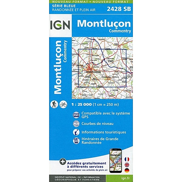 IGN topographische Karte 1:25T Série Bleue / 2428SB / 2428SB Montlucon