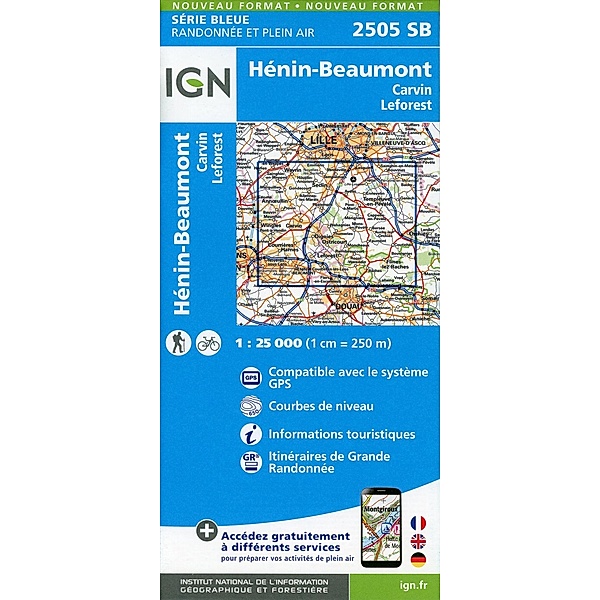 IGN topographische Karte 1:25T Série Bleue / 2505SB / 2505SB Hénin-Beaumont.Carvin.Leforest