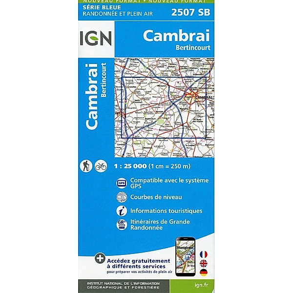 IGN topographische Karte 1:25T Série Bleue / 2507SB / 2507SB Cambrai.Bertincourt