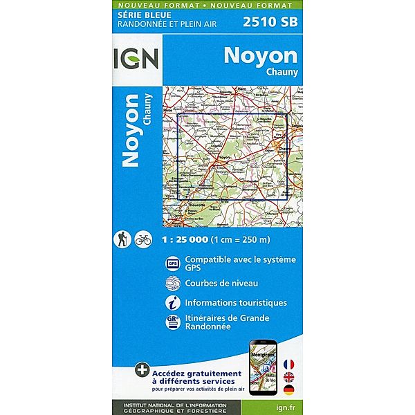 IGN topographische Karte 1:25T Série Bleue / 2510SB / 2510SB Noyon.Chauny