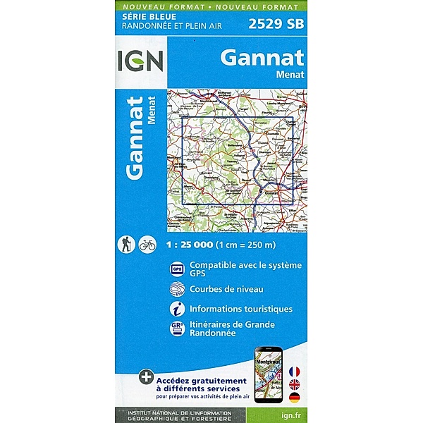IGN topographische Karte 1:25T Série Bleue / 2529SB / 2529SB Gannat Menat