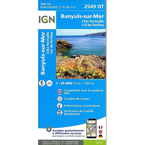 IGN topographische Karte 1:25T Série Bleue / 2549OT / 2549OT Banyuls - Col du Perthus