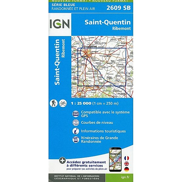 IGN topographische Karte 1:25T Série Bleue / 2609SB / 2609SB Saint-Quentin