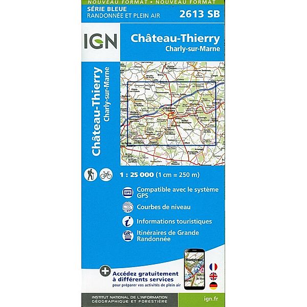 IGN topographische Karte 1:25T Série Bleue / 2613SB / 2613SB Château-Thierry.Charly-sur-Marne