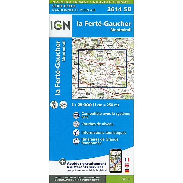 IGN topographische Karte 1:25T Série Bleue / 2614SB / 2614SB la Ferté-Gaucher-Montmirail