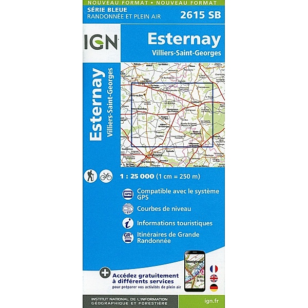 IGN topographische Karte 1:25T Série Bleue / 2615SB / 2615SB Esternay.Villiers-Saint-Georges