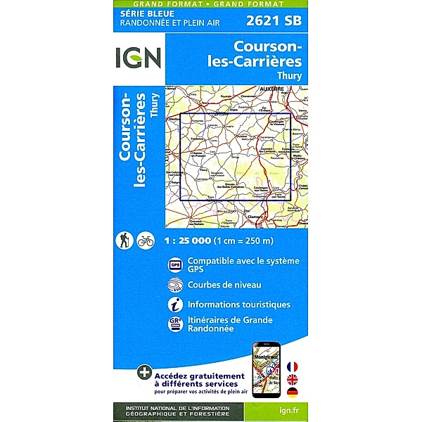 IGN topographische Karte 1:25T Série Bleue / 2621SB / 2621SB Courson Carrières Thury