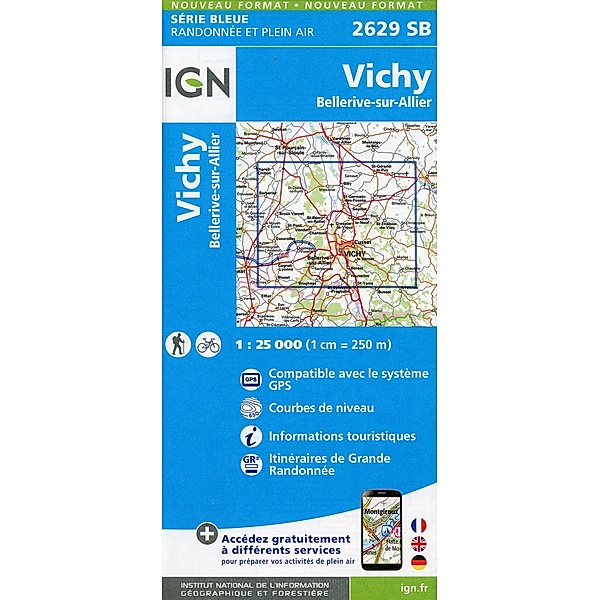 IGN topographische Karte 1:25T Série Bleue / 2629SB / 2629SB Vichy, Bellerive