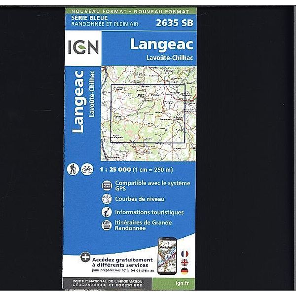 IGN topographische Karte 1:25T Série Bleue / 2635SB / 2635SB Langeac-Lavoûte-Chilhac