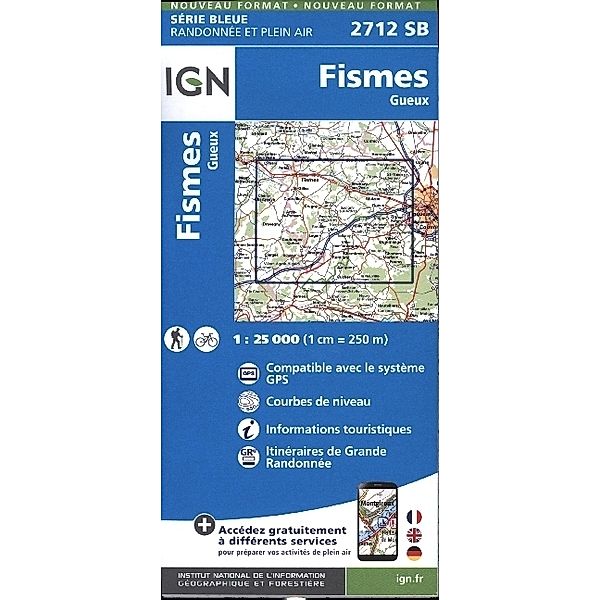 IGN topographische Karte 1:25T Série Bleue / 2712SB / 2712SB Fismes.Gueux