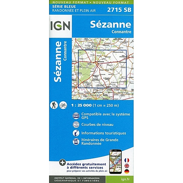 IGN topographische Karte 1:25T Série Bleue / 2715SB / 2715SB Sézanne.Connantre