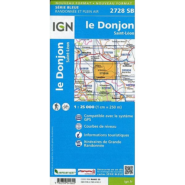 IGN topographische Karte 1:25T Série Bleue / 2728SB / 2728SB le Donjon  Saint-Léon