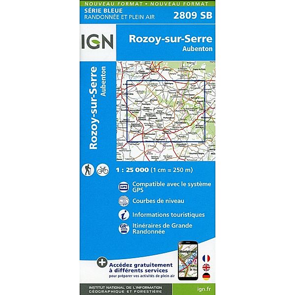 IGN topographische Karte 1:25T Série Bleue / 2809SB / 2809SB Rozoy-sur-Serre.Aubenton