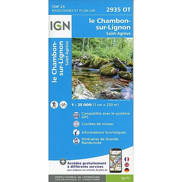 IGN topographische Karte 1:25T Série Bleue / 2935OT / IGN Karte, Carte de randonnée (et plein air) Le Chambon-Sur-Lignon.St-Agreve