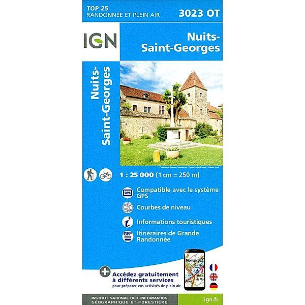 IGN topographische Karte 1:25T Série Bleue / 3023OT / 3023OT Nuits-St-Georges
