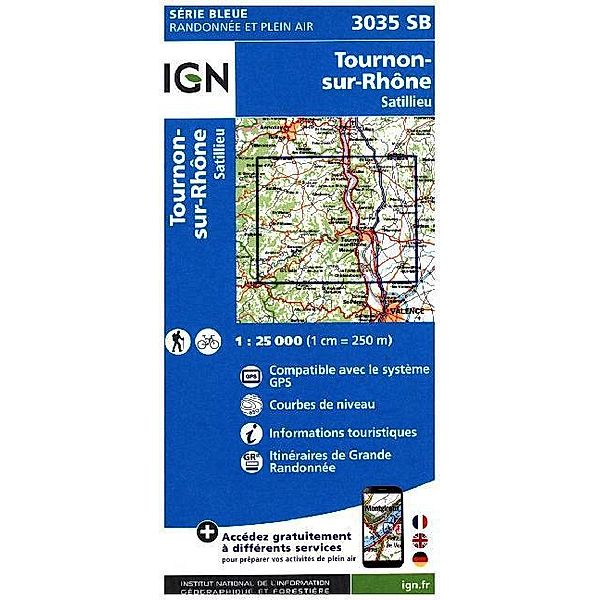 IGN topographische Karte 1:25T Série Bleue / 3035SB / IGN Karte, Serie Bleue Tournon-sur-Rhône / Satilleu