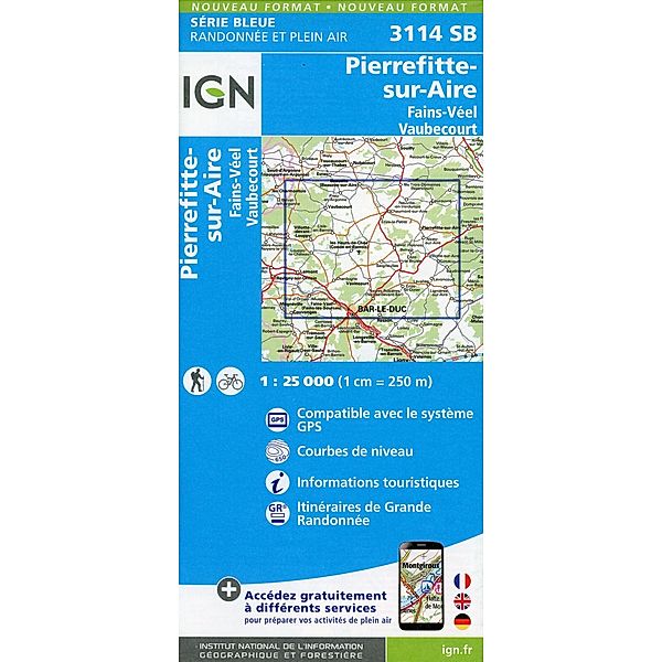 IGN topographische Karte 1:25T Série Bleue / 3114SB / 3114SB Pierrefitte sur A