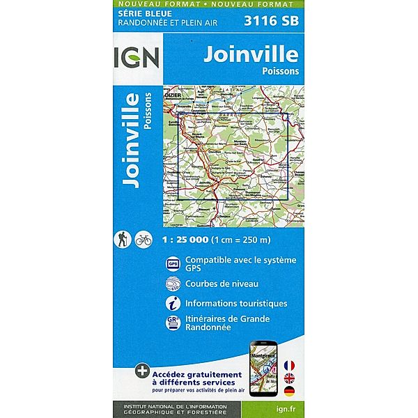 IGN topographische Karte 1:25T Série Bleue / 3116SB / 3116SB Joinville Poisson