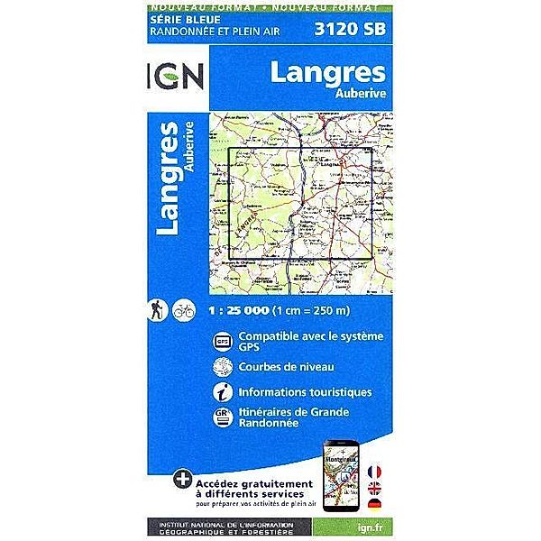 IGN topographische Karte 1:25T Série Bleue / 3120SB / 3120SB Langres, Auberive