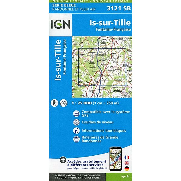 IGN topographische Karte 1:25T Série Bleue / 3121SB / 3121SB Is-sur-Tille.Fontaine-Française