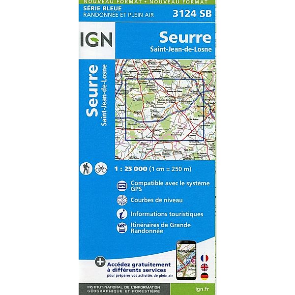 IGN topographische Karte 1:25T Série Bleue / 3124SB / 3124SB Seurre