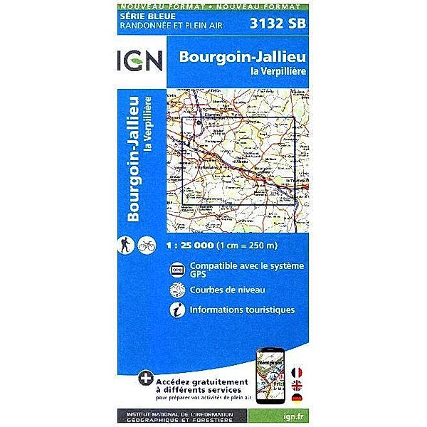 IGN topographische Karte 1:25T Série Bleue / 3132SB / 3132SB Bourgoin-Jallieu, la Verpillière