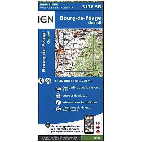 IGN topographische Karte 1:25T Série Bleue / 3136SB / IGN Karte, Serie Bleue Bourg de Péage