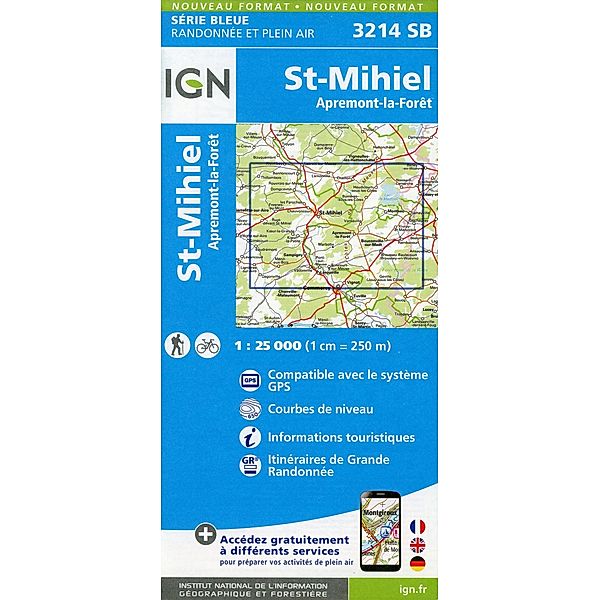 IGN topographische Karte 1:25T Série Bleue / 3214SB / 3214SB St.-Mihiel Apremont-la-Forèt