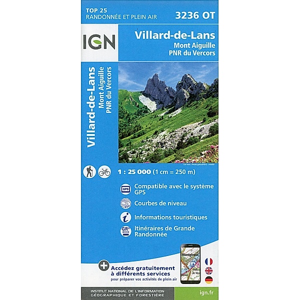 IGN topographische Karte 1:25T Série Bleue / 3236OT / 3236OT Villard-de-Lans - Mont Aiguille - PNR du Vercors