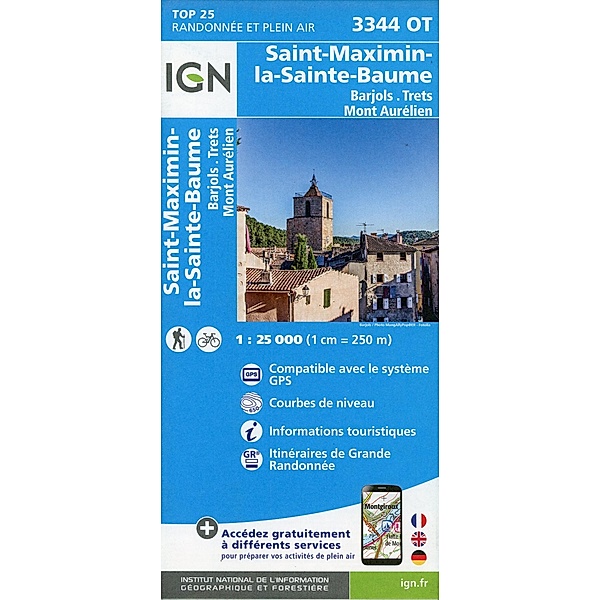 IGN topographische Karte 1:25T Série Bleue / 3344OT / 3344OT Saint-Maximin-la-Sainte-Baume - Barjols - Trets - Mont Aurélien
