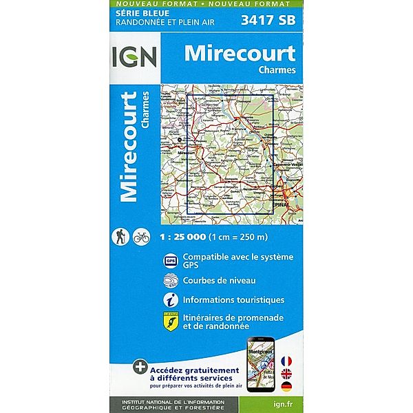 IGN topographische Karte 1:25T Série Bleue / 3417SB / 3417SB Mirecourt.Charmes