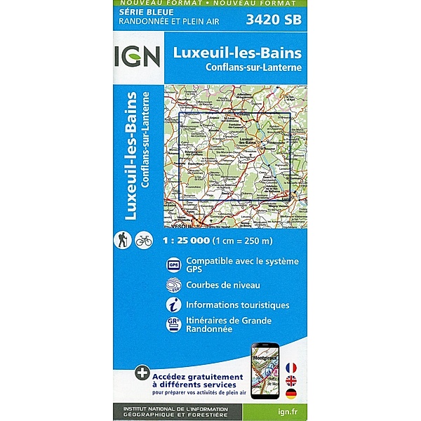 IGN topographische Karte 1:25T Série Bleue / 3420SB / 3420SB Luxeuil-les-Bains.Conflans-sur-Lanterne