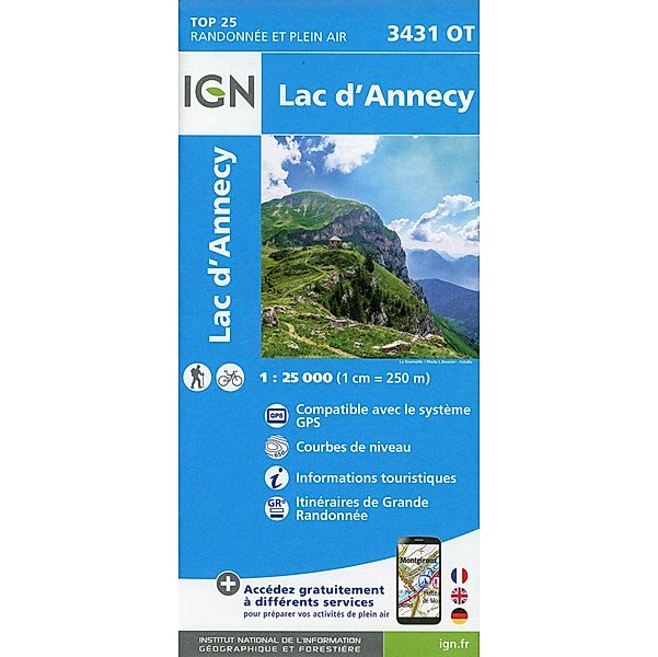 IGN topographische Karte 1:25T Série Bleue / 3431OT / 3431OT Lac d'Annecy