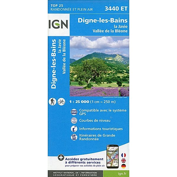 IGN topographische Karte 1:25T Série Bleue / 3440ET / 3440ET Dignes-les-Bains.La Javie.Vallée de la Bléone