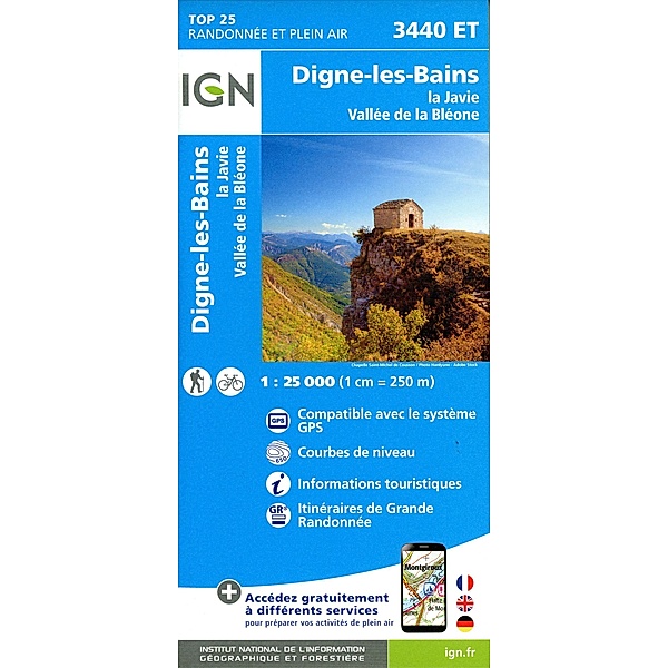 IGN topographische Karte 1:25T Série Bleue / 3440ET / 3440ET Digne-les-Bains  - La Javie - Vallée de la Bléone