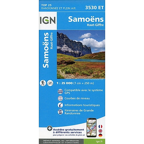 IGN topographische Karte 1:25T Série Bleue / 3530ET / 3530ET Samoëns - Haut-Giffre