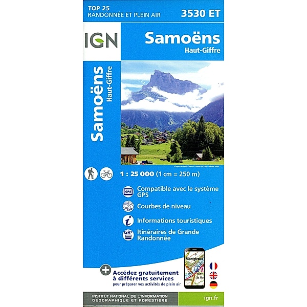 IGN topographische Karte 1:25T Série Bleue / 3530ET / 3530ET Samoëns - Haut Giffre