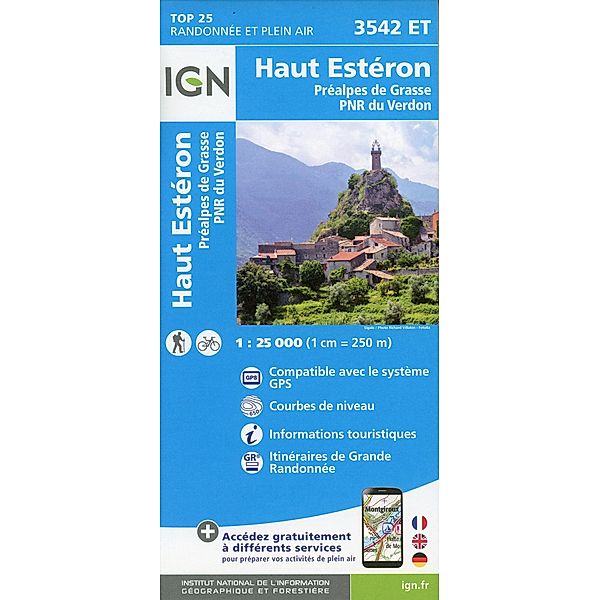 IGN topographische Karte 1:25T Série Bleue / 3542ET / 3542ET Haut-Esteron.Prealpes De Grasse.Pnr Du Verdon
