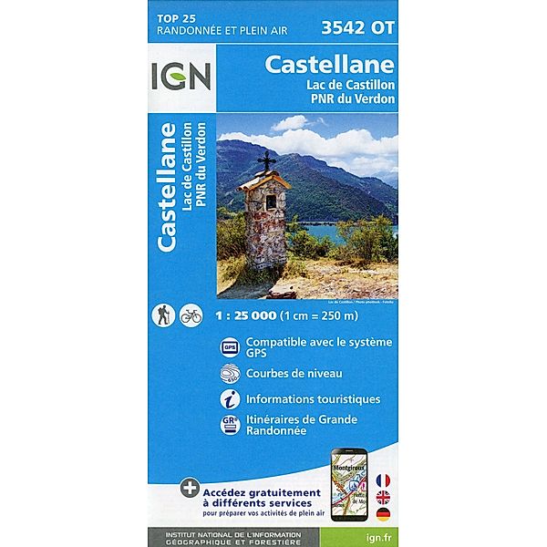 IGN topographische Karte 1:25T Série Bleue / 3542OT / 3542OT Castellane - Lac de Castillon