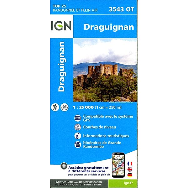 IGN topographische Karte 1:25T Série Bleue / 3543OT / 3543OT Draguignan