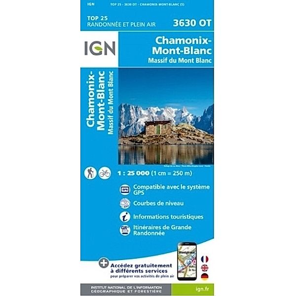 IGN topographische Karte 1:25T Série Bleue / 3630OT / 3630OT Chamonix - Massif du Mont Blanc