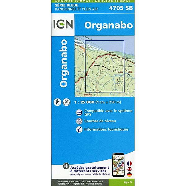 IGN topographische Karte 1:25T Série Bleue / 4705SB Organabo