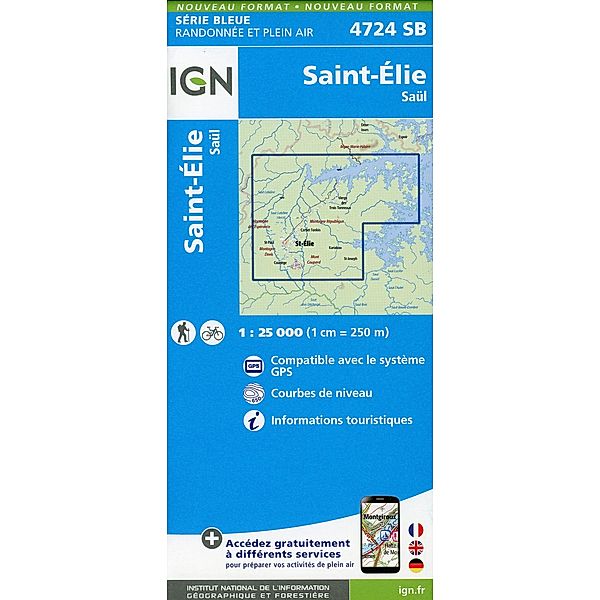 IGN topographische Karte 1:25T Série Bleue / 4724SB Saint-Elie