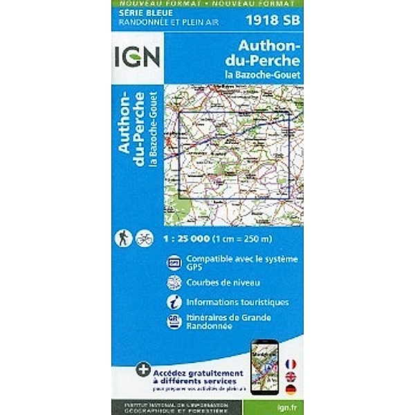 IGN topographische Karte 1:25T Série Bleue / IGN Karte, Carte de randonnée (et plein air) Authon-du-Perche/La Bazoche-Gouet