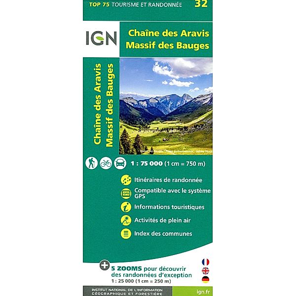 IGN topographische Karte 1:75 T / Chaine des Aravis Massif des Bauges