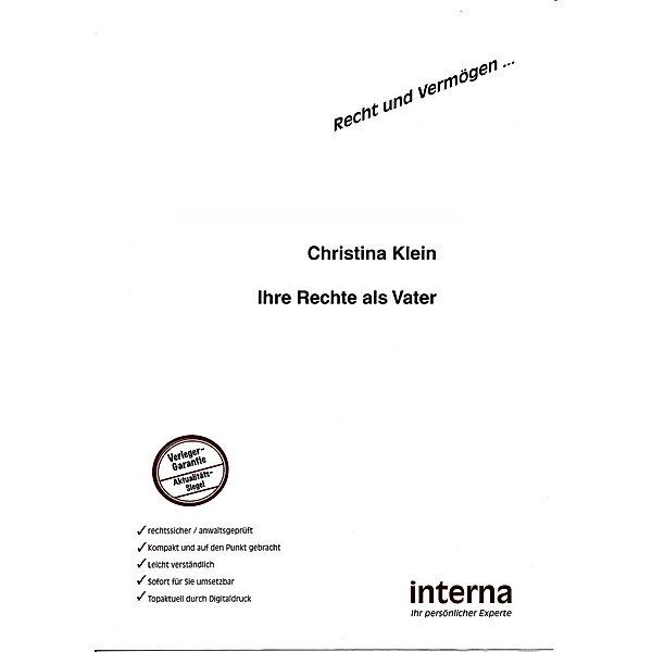 Ihre Rechte als Vater / Recht und Vermögen, Christina Klein