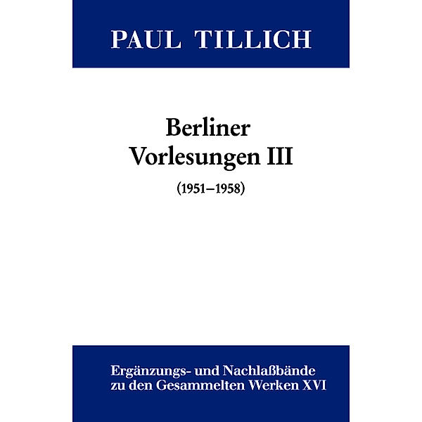 III. (1951-1958), Paul Tillich