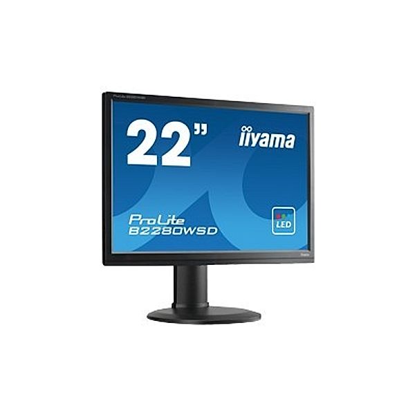 IIYAMA ProLite B2280WSD 55,88cm 22 Zoll LED 5ms VGA DVI 250cd/m  Lautsprecher Hoehenv. Pivot Schwarz