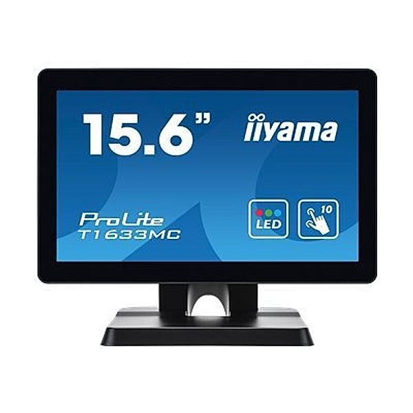 IIYAMA ProLite T1633MC-B1 39,62cm 15,6Zoll 39.6cm WIDE LCD 10-Points Touch Screen TN panel Flat Bezelfree Glass Front DP black